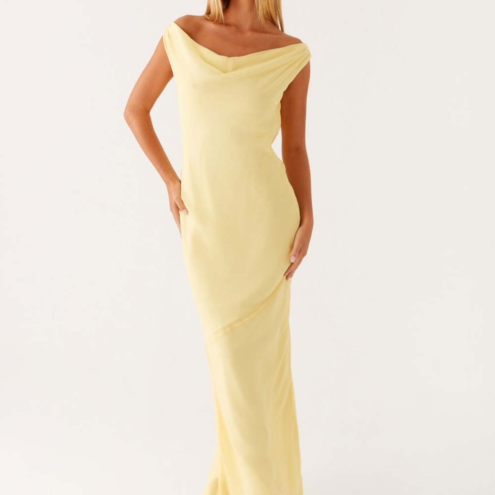 Peppermayo Elegant Yellow Off-Shoulder Dress